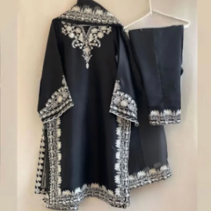 White Embroidered–  3PC Suit
