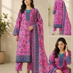 Multicolor Lawn 3 piece suit unstitched sale for women